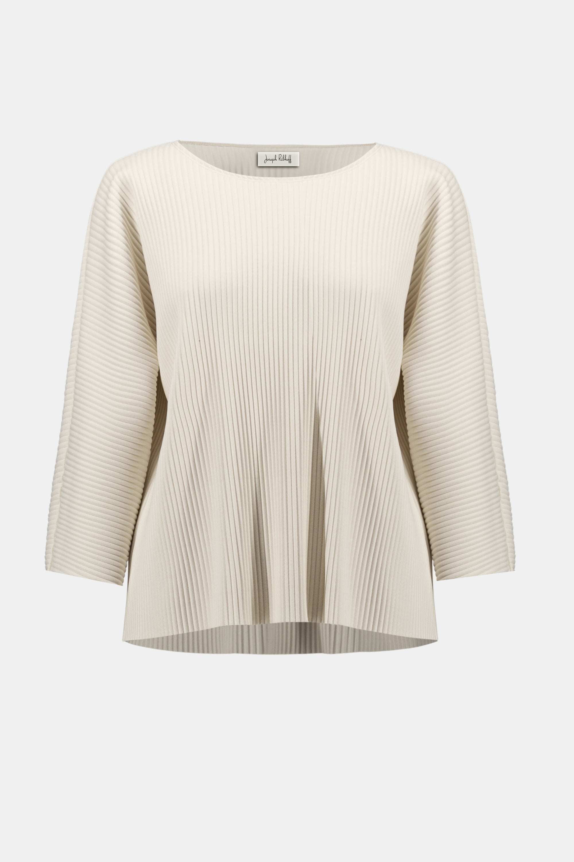 トップス LAYERED BRIGHT PLATING RIB TOPS Joseph Ribkoff Pleated Scuba Crepe Boxy Top in Birch 254210 - Jane