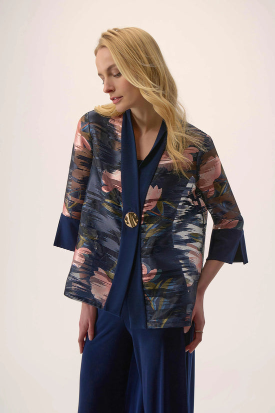 Joseph Ribkoff Jacquard Organza Floral Print Swing Jacket 254729