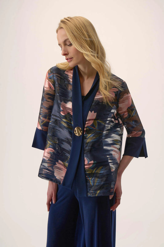 Joseph Ribkoff Jacquard Organza Floral Print Swing Jacket 254729