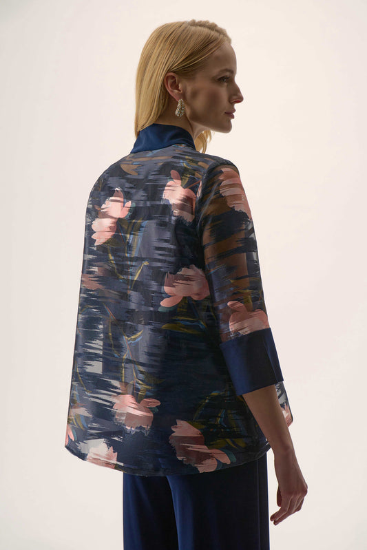 Joseph Ribkoff Jacquard Organza Floral Print Swing Jacket 254729