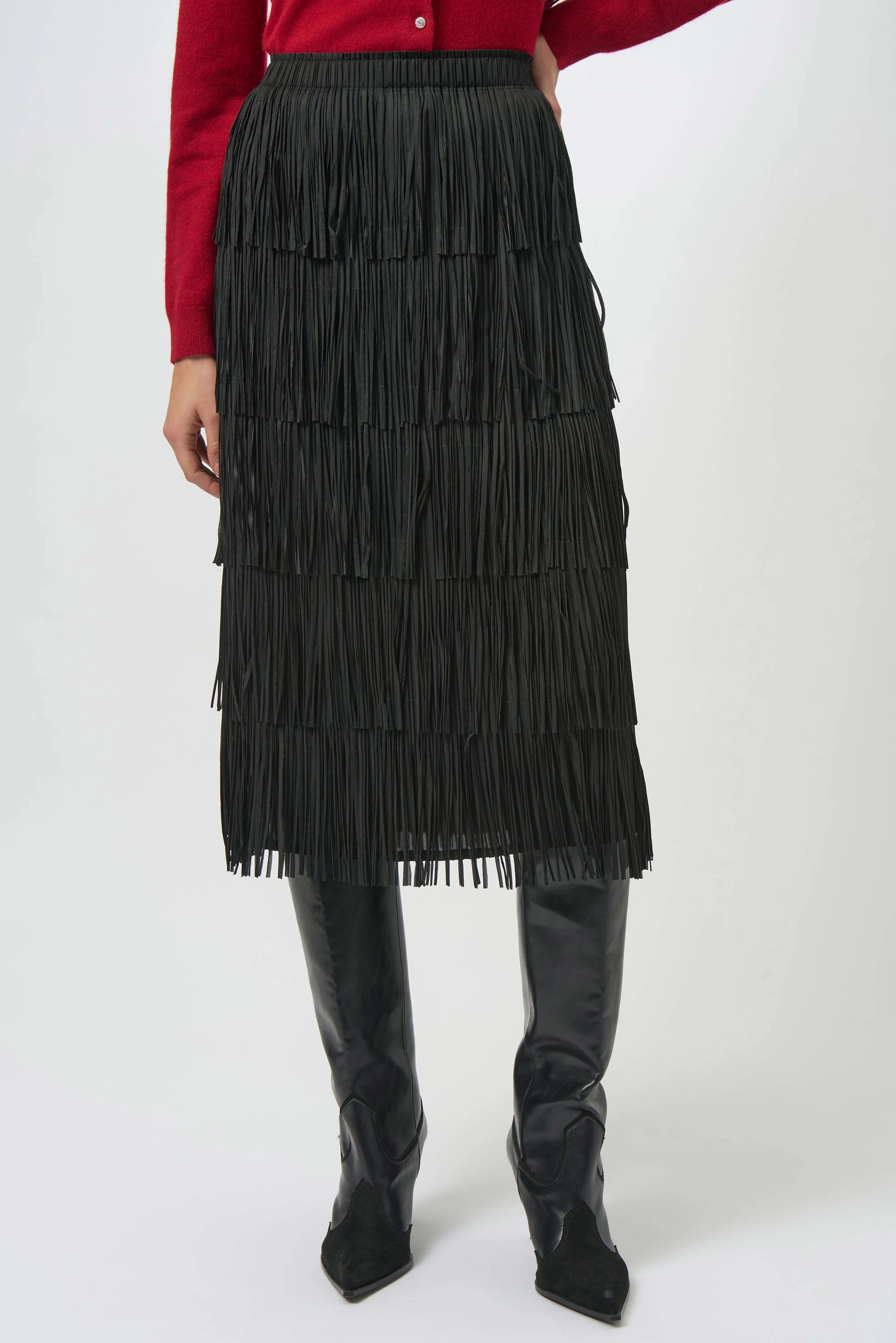 Joseph Ribkoff tiered fringe skirt 254901