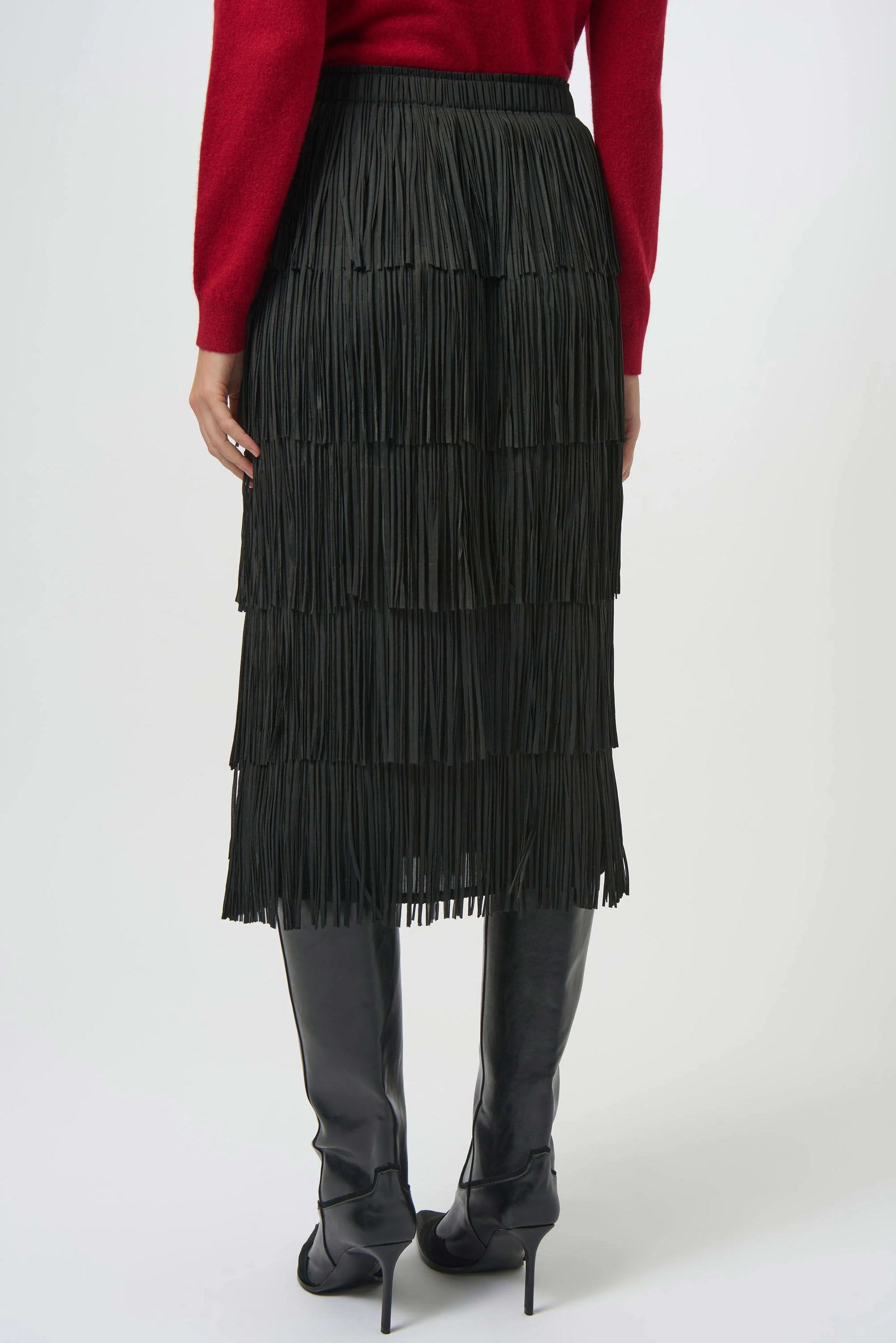 Joseph Ribkoff tiered fringe skirt 254901