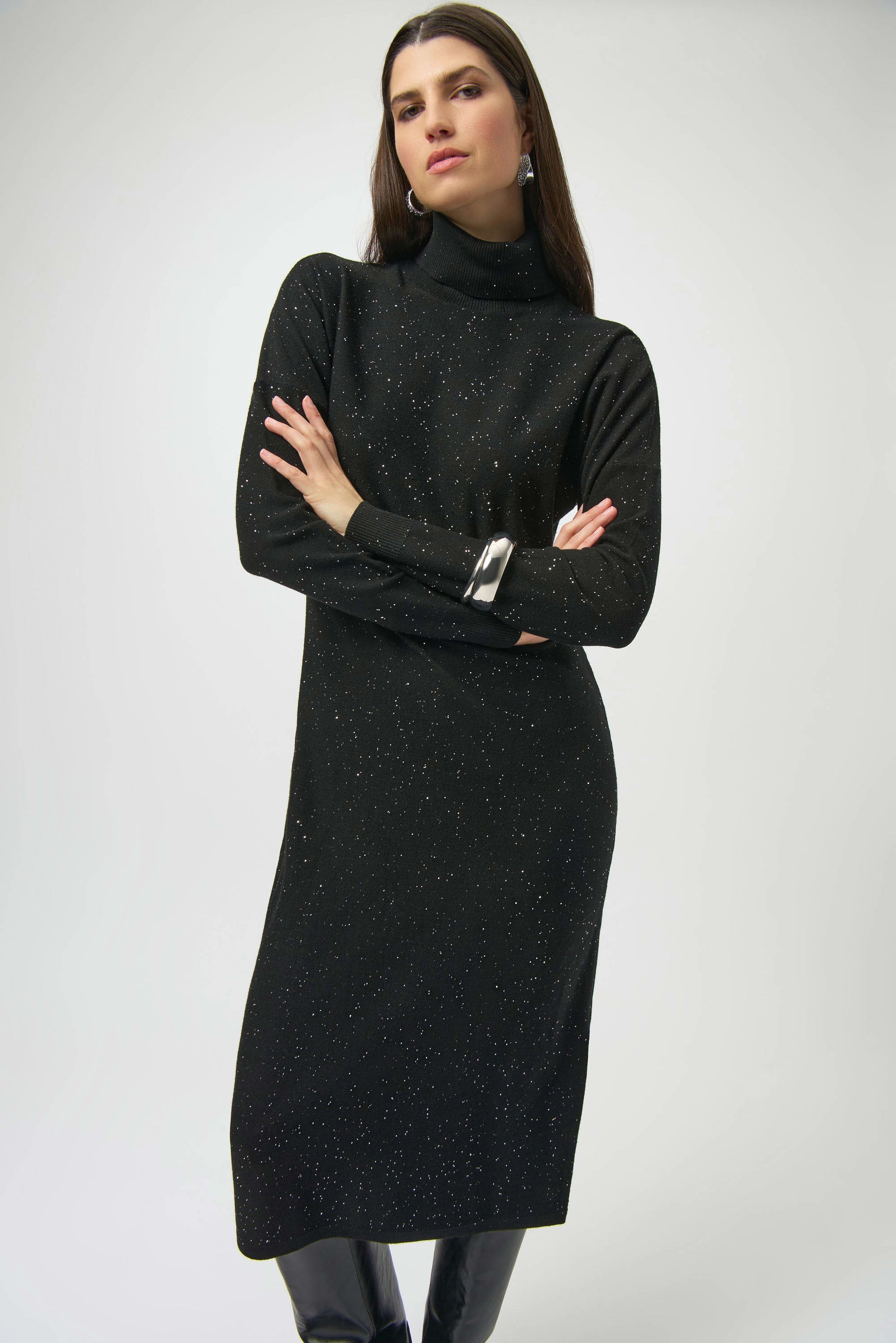 Joseph Ribkoff sequined turtleneck dress 254932