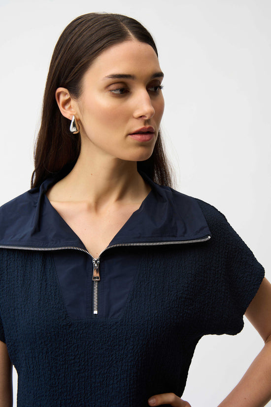 Joseph Ribkoff Midnight Seersucker Boxy Top With Memory Collar 261017