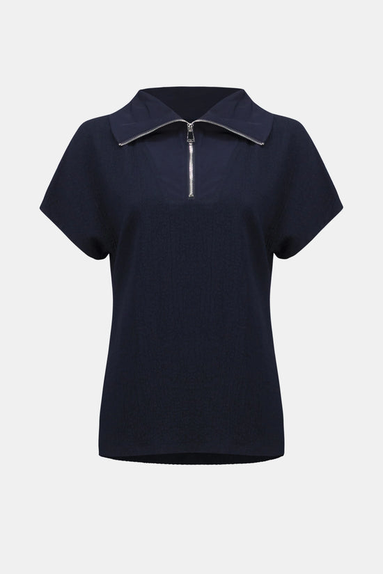Joseph Ribkoff Midnight Seersucker Boxy Top With Memory Collar 261017