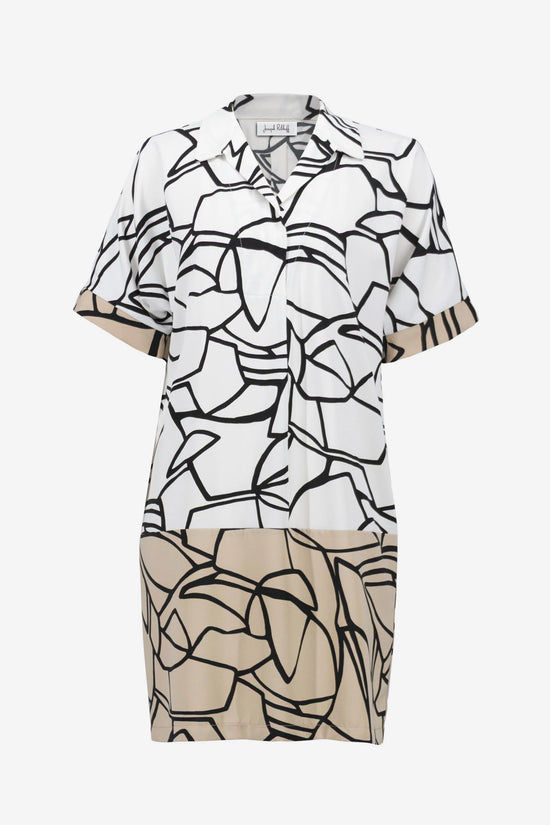 Joseph Ribkoff Vanilla Woven Abstract Print Shirt Dress 261087