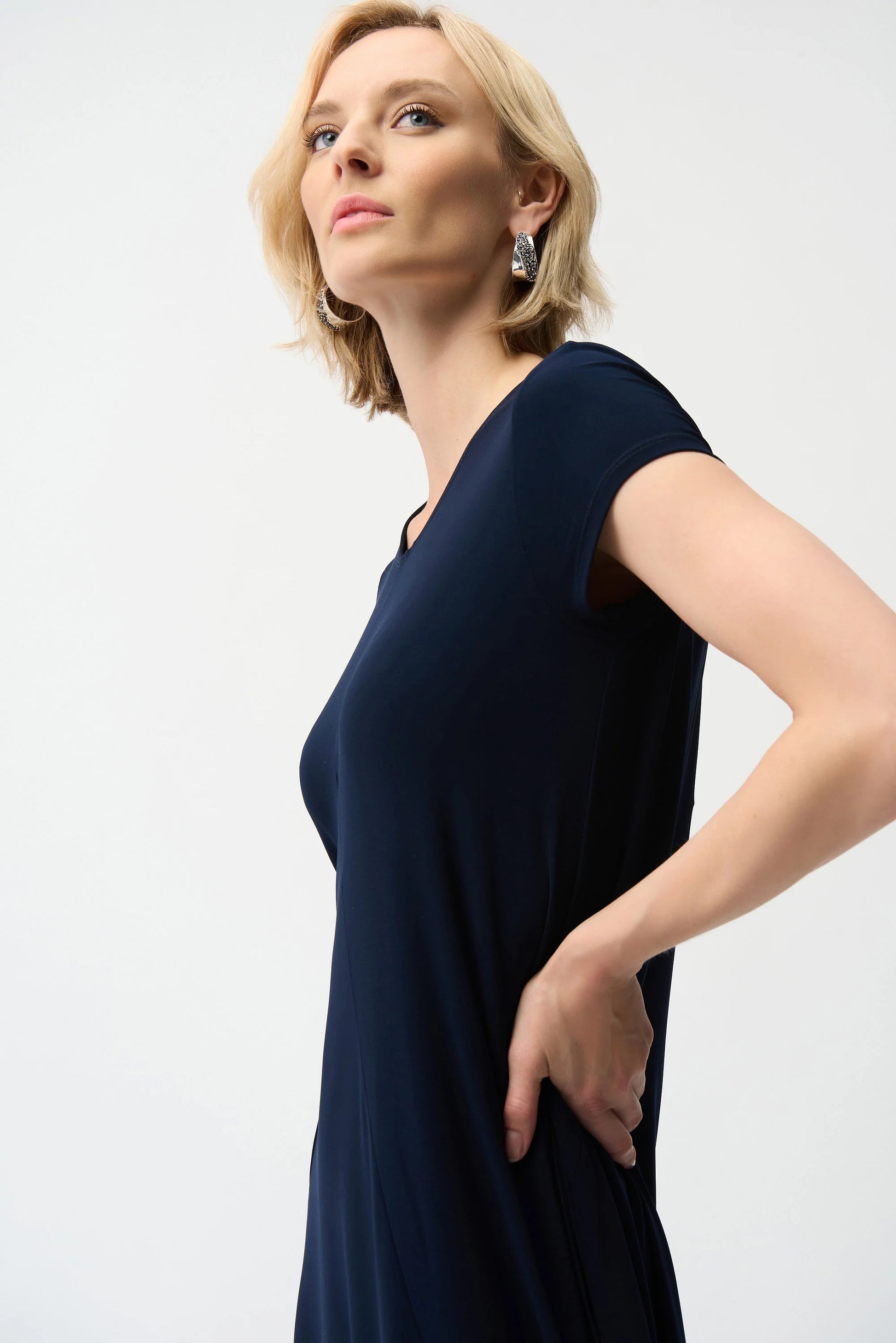 Joseph Ribkoff Midnight Silky Knit Cocoon Dress With Scoop Neckline 261259