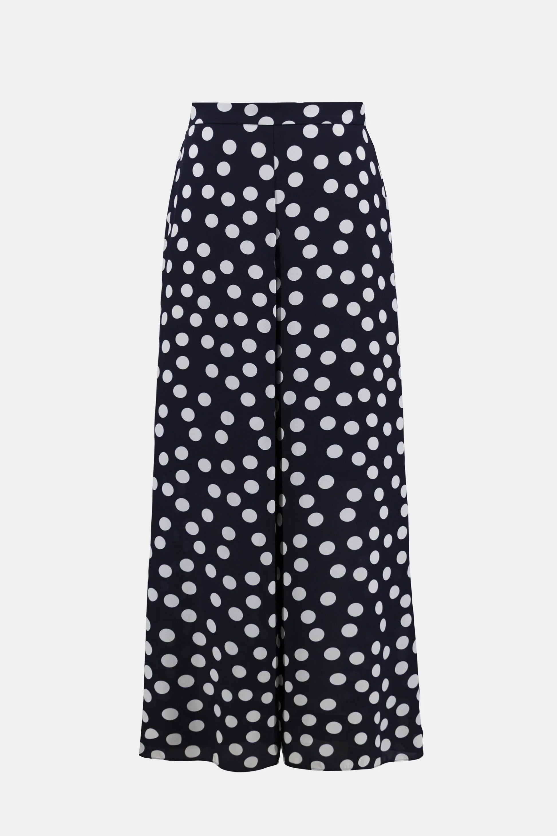 Joseph Ribkoff Blue/Cream Georgette Dot Print Wide Leg Trousers