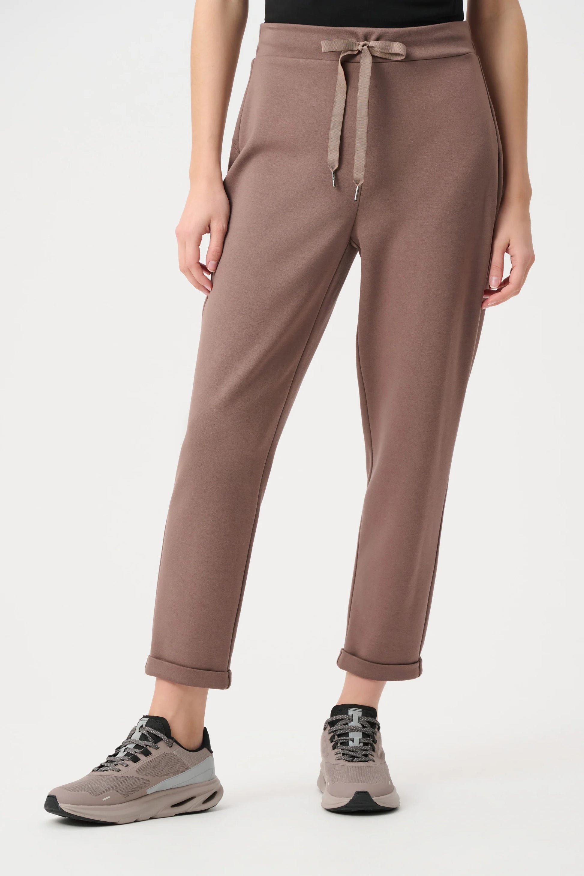 Joseph Ribkoff Mink Scuba Jersey Pull-On Jogger Pants With Drawstring Waist 261606