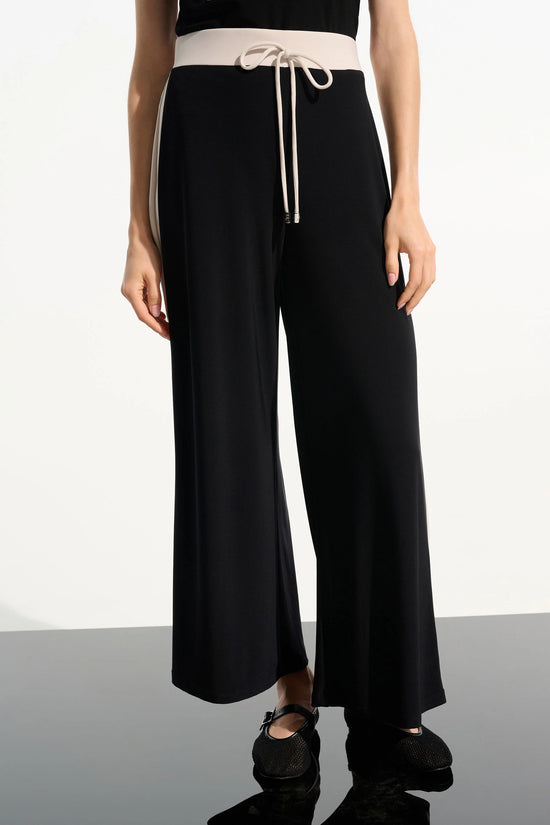 Joseph Ribkoff Black Silky Knit Colour Block Wide Leg Pull-On Trousers 261612