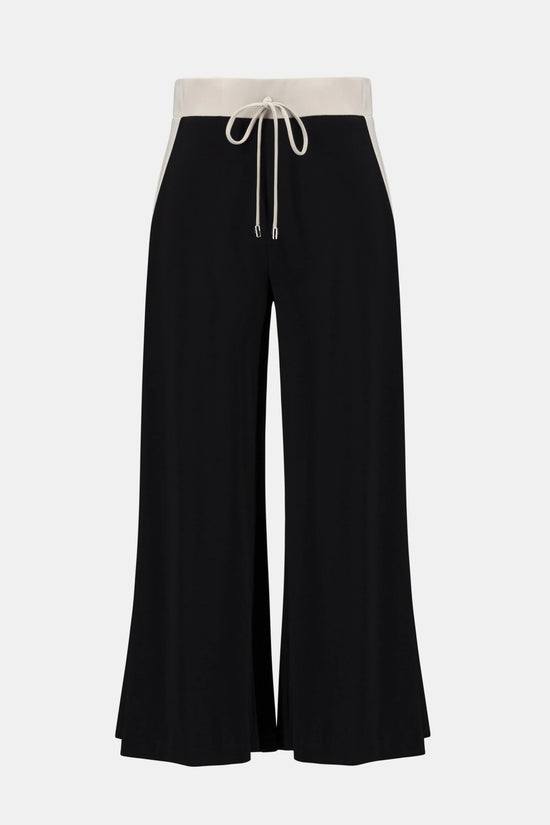Joseph Ribkoff Black Silky Knit Colour Block Wide Leg Pull-On Trousers 261612