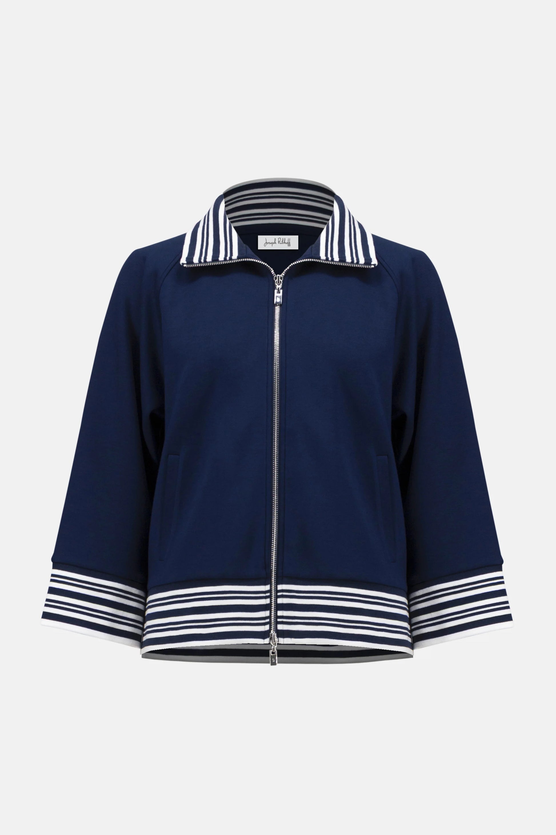 Joseph Ribkoff Indigo Scuba Jersey Jacket With Funnel Collar 261617