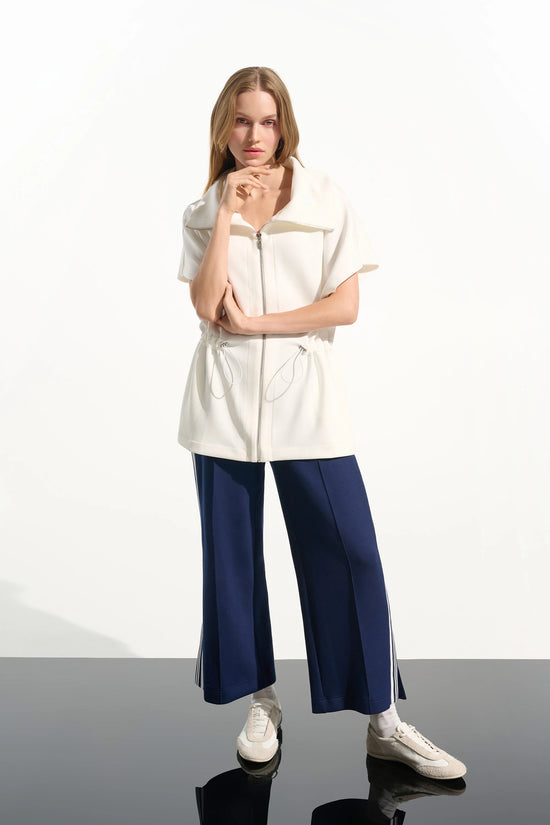 Joseph Ribkoff Off-White Scuba Jersey Boxy Jacket With Drawstring Waist 261638