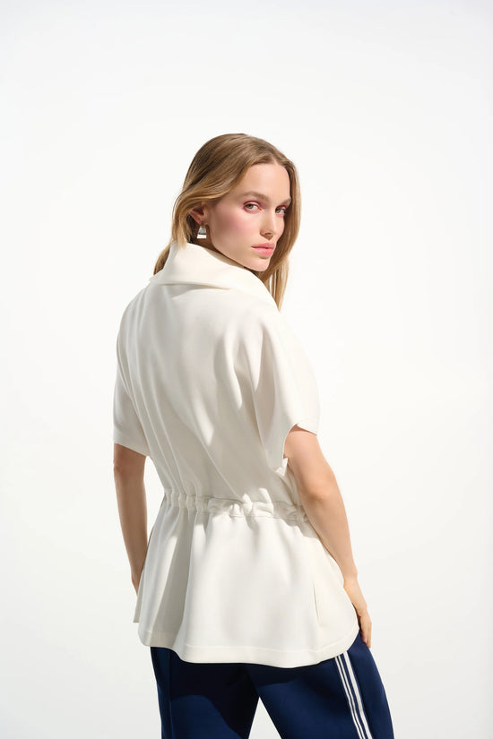 Joseph Ribkoff Off-White Scuba Jersey Boxy Jacket With Drawstring Waist 261638