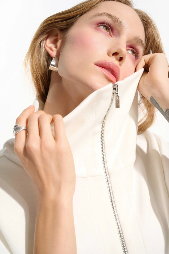 Joseph Ribkoff Off-White Scuba Jersey Boxy Jacket With Drawstring Waist 261638