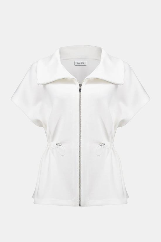 Joseph Ribkoff Off-White Scuba Jersey Boxy Jacket With Drawstring Waist 261638