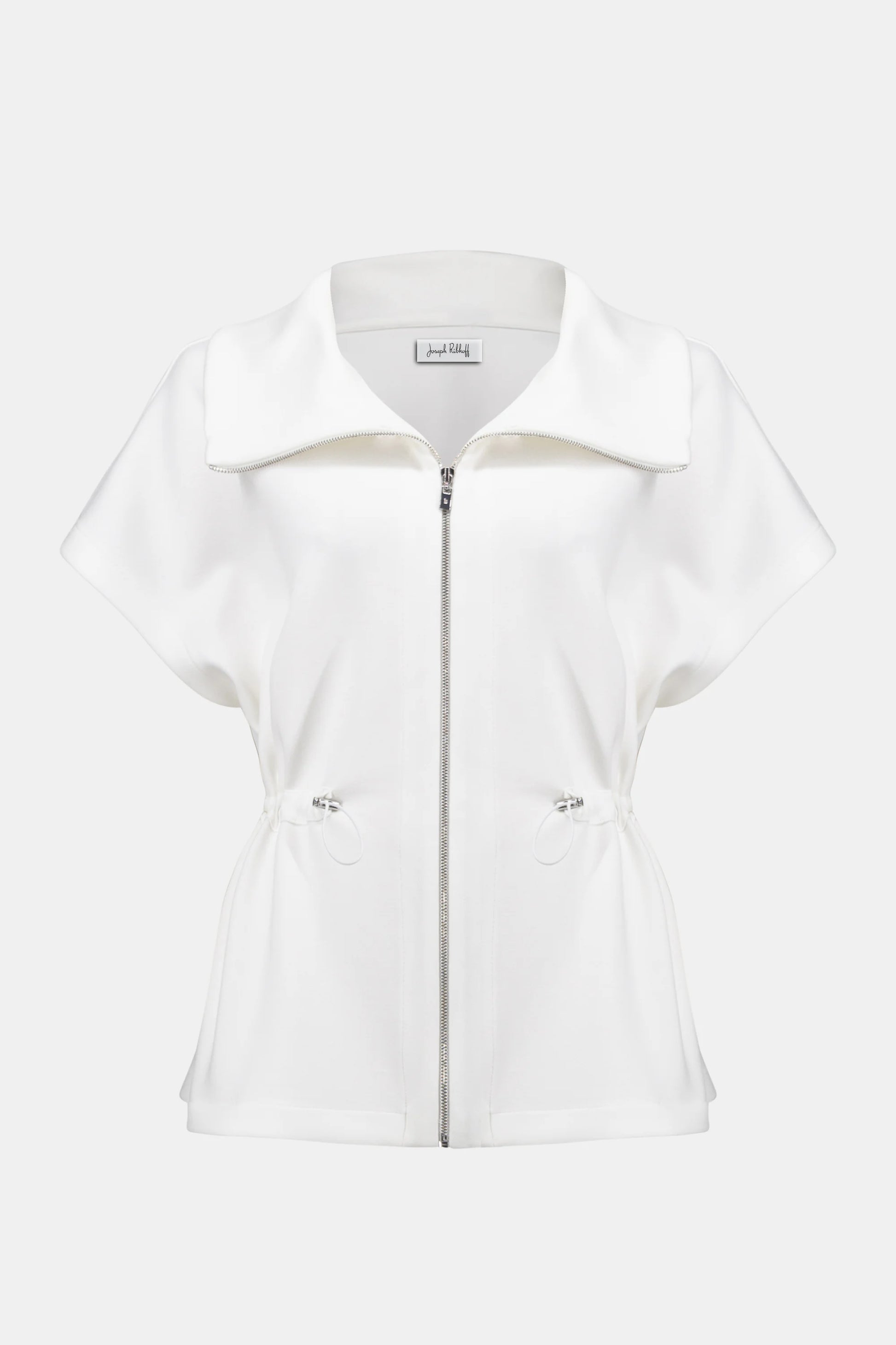 Joseph Ribkoff Off-White Scuba Jersey Boxy Jacket With Drawstring Waist 261638