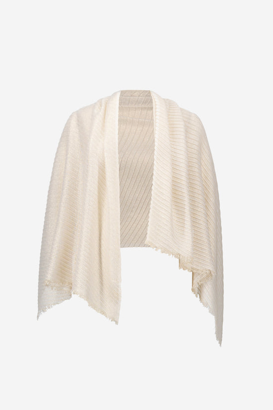 Joseph Ribkoff Champagne Woven Pleated Rectangular Scarf 261781