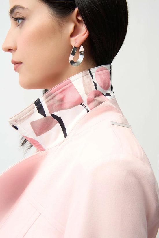 Joseph Ribkoff Pink Foiled Faux Suede Fitted Jacket with Decorative Buckles 261910