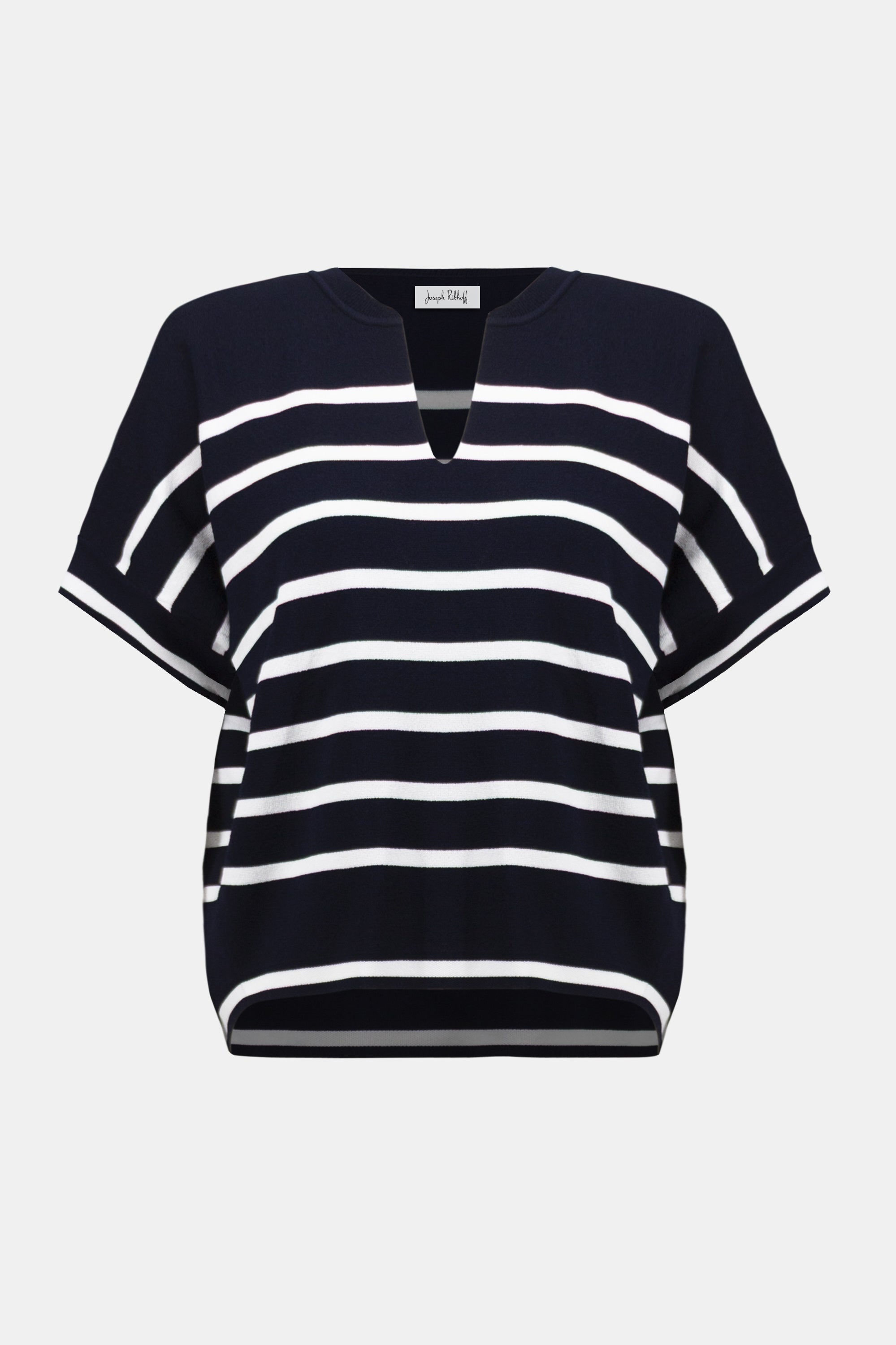 Joseph Ribkoff Navy & Cream Striped Short Sleeve Knit Top 261921