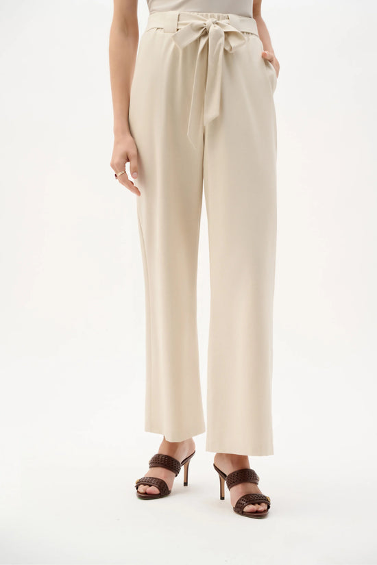 Joseph Ribkoff Natural Linen Woven Pull-On Wide Leg Trousers 
