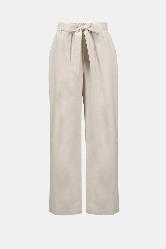 Joseph Ribkoff Natural Linen Woven Pull-On Wide Leg Trousers 