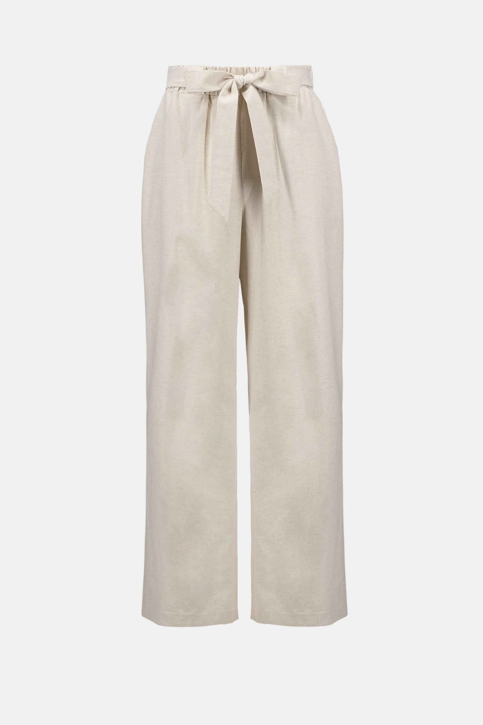 Joseph Ribkoff Natural Linen Woven Pull-On Wide Leg Trousers 