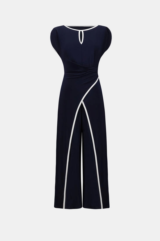 Joseph Ribkoff Midnight Blue Silky Knit Culotte Jumpsuit With Draped Bodice