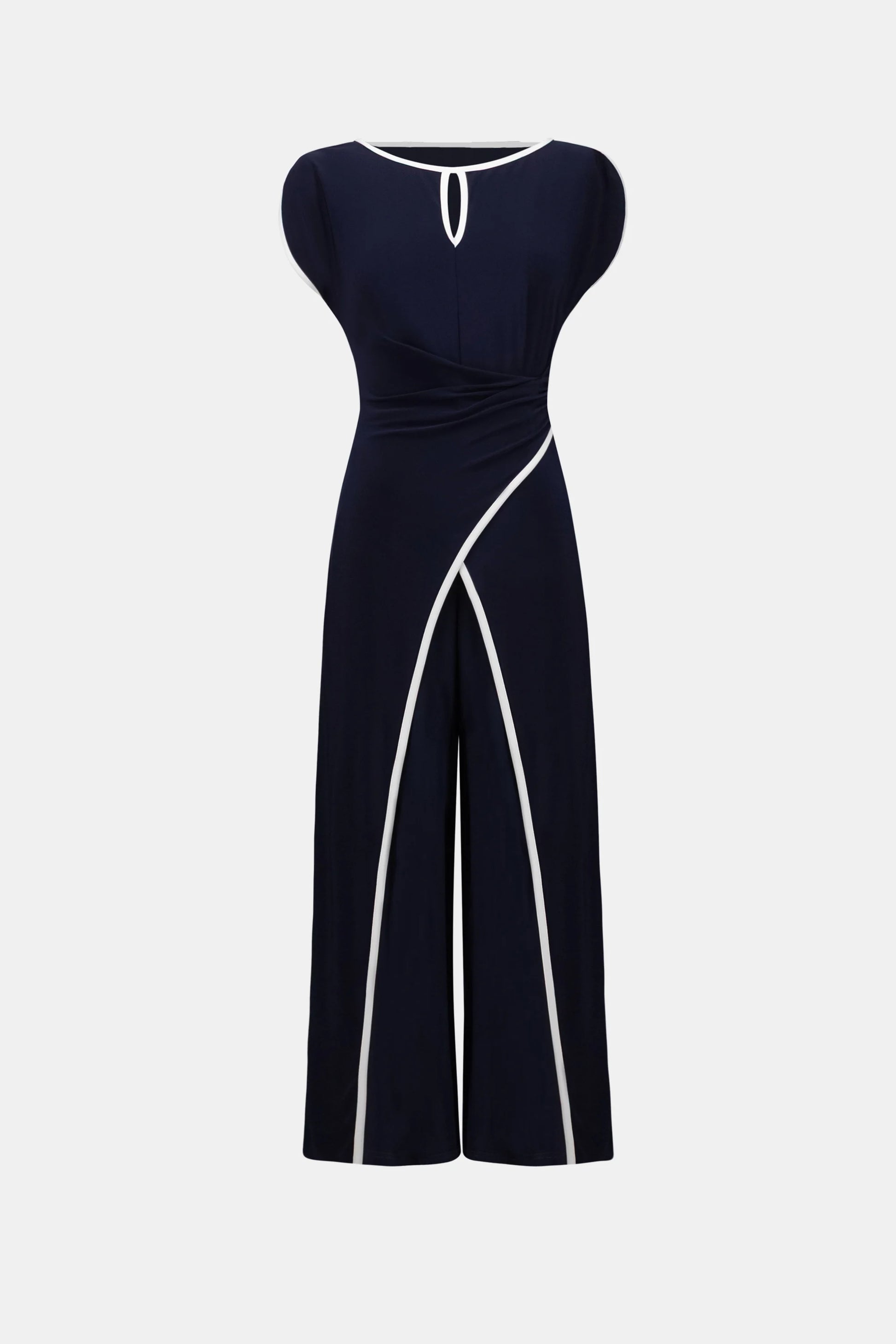 Joseph Ribkoff Midnight Blue Silky Knit Culotte Jumpsuit With Draped Bodice