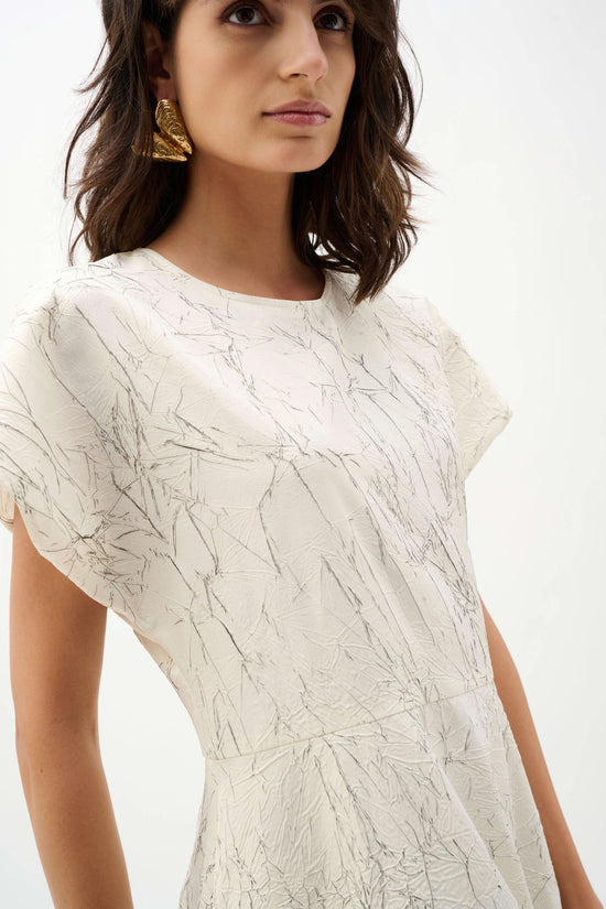 Joseph Ribkoff Cream Novelty Abstract Print Cocoon Dress