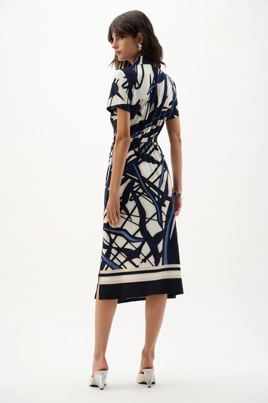 Joseph Ribkoff Vanilla/Multi Recycled Woven Abstract Print Shirt Dress