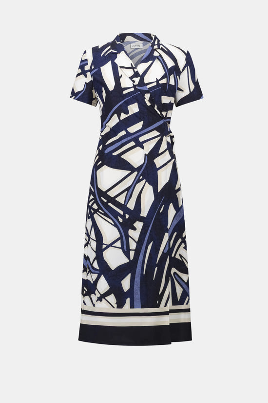 Joseph Ribkoff Vanilla/Multi Recycled Woven Abstract Print Shirt Dress