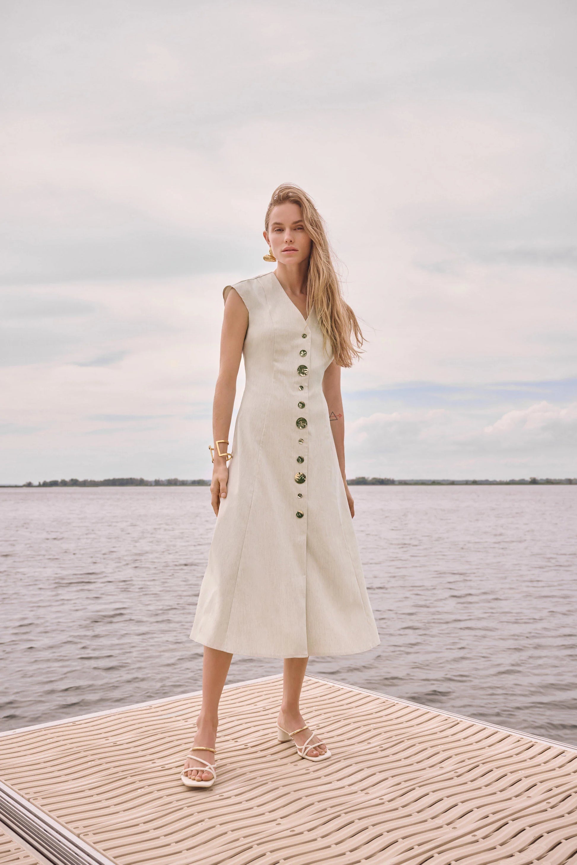 Joseph Ribkoff Natural  Melange Millennium Fit And Flare Dress 262129