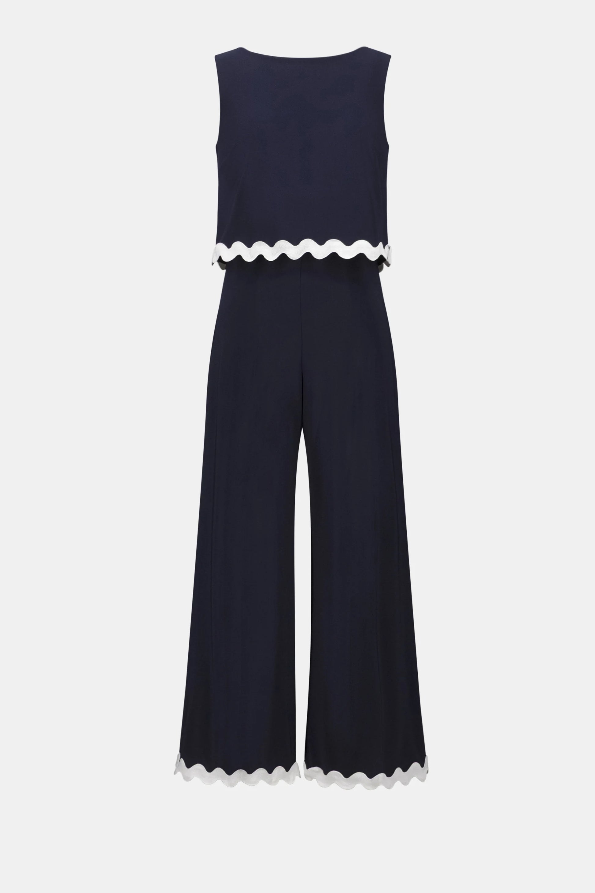 Joseph Ribkoff Midnight Blue Silky Knit Culotte Jumpsuit With Contrast Trim