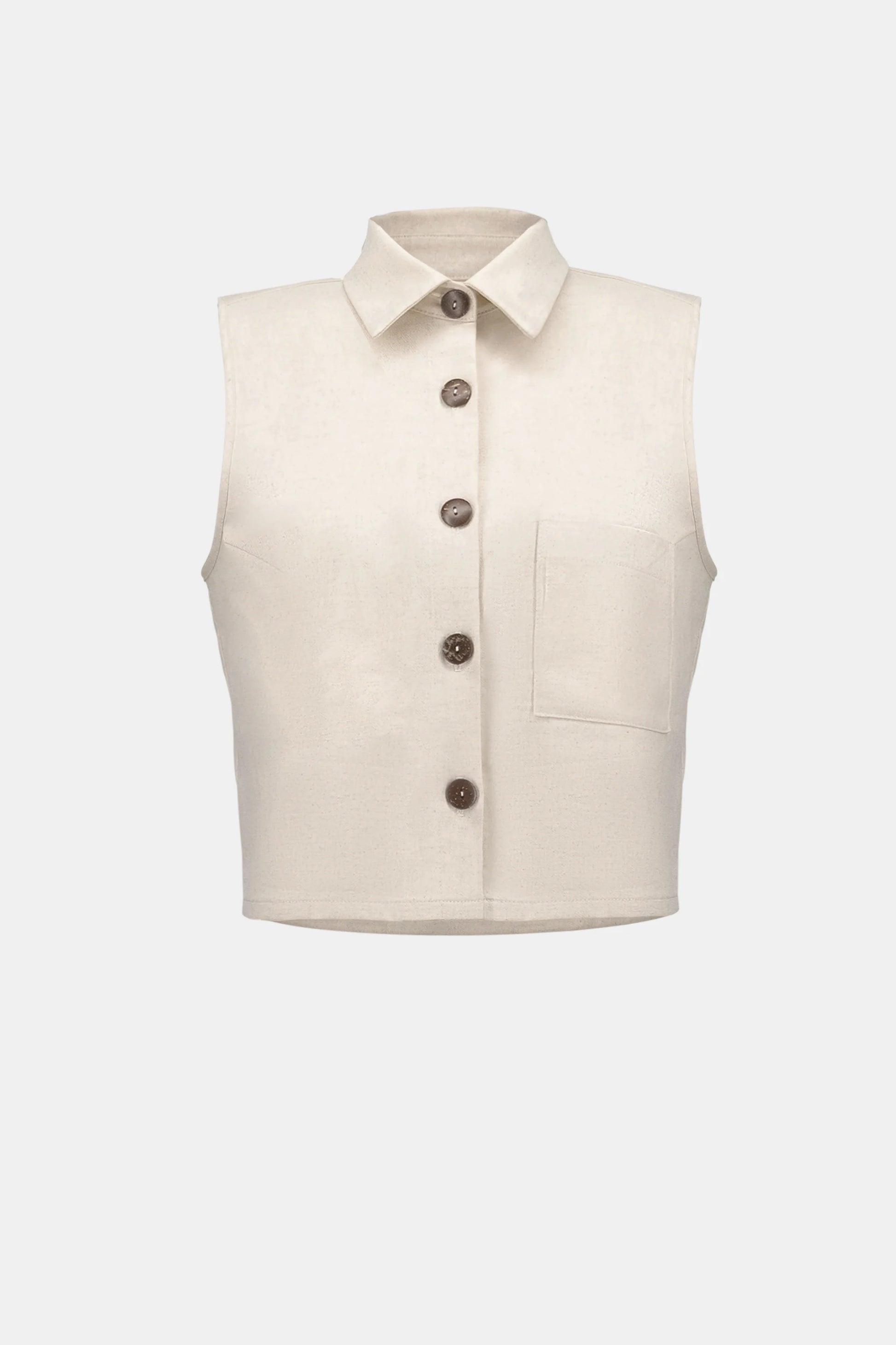 Joseph Ribkoff Natural Linen Sleeveless Straight Shirt Top