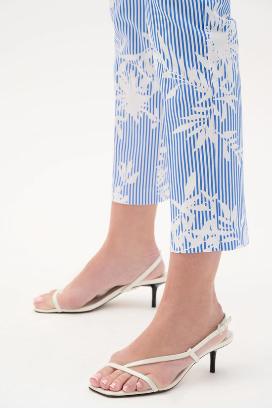 Joseph Ribkoff Blue & Vanilla Millennium Printed Straight Pull-On Trousers