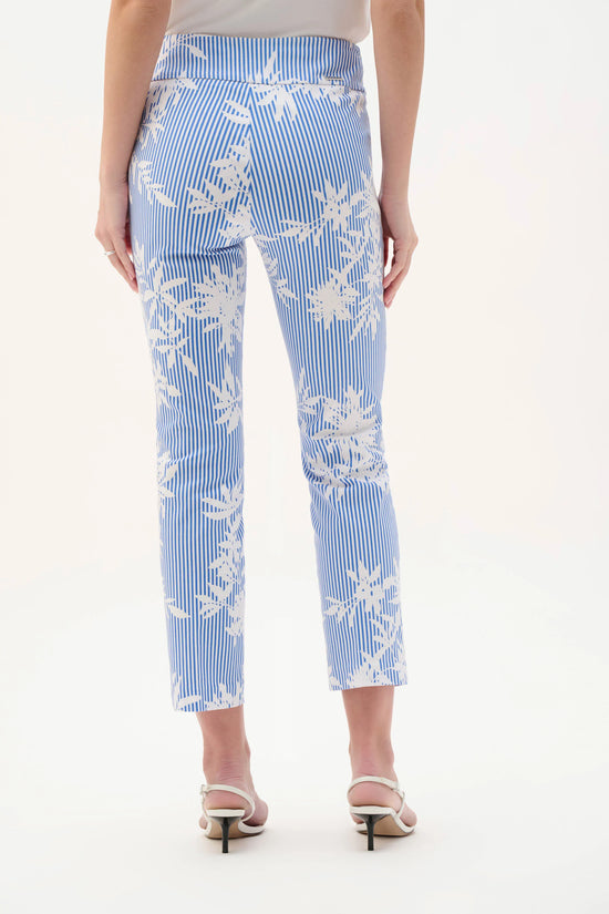 Joseph Ribkoff Blue & Vanilla Millennium Printed Straight Pull-On Trousers
