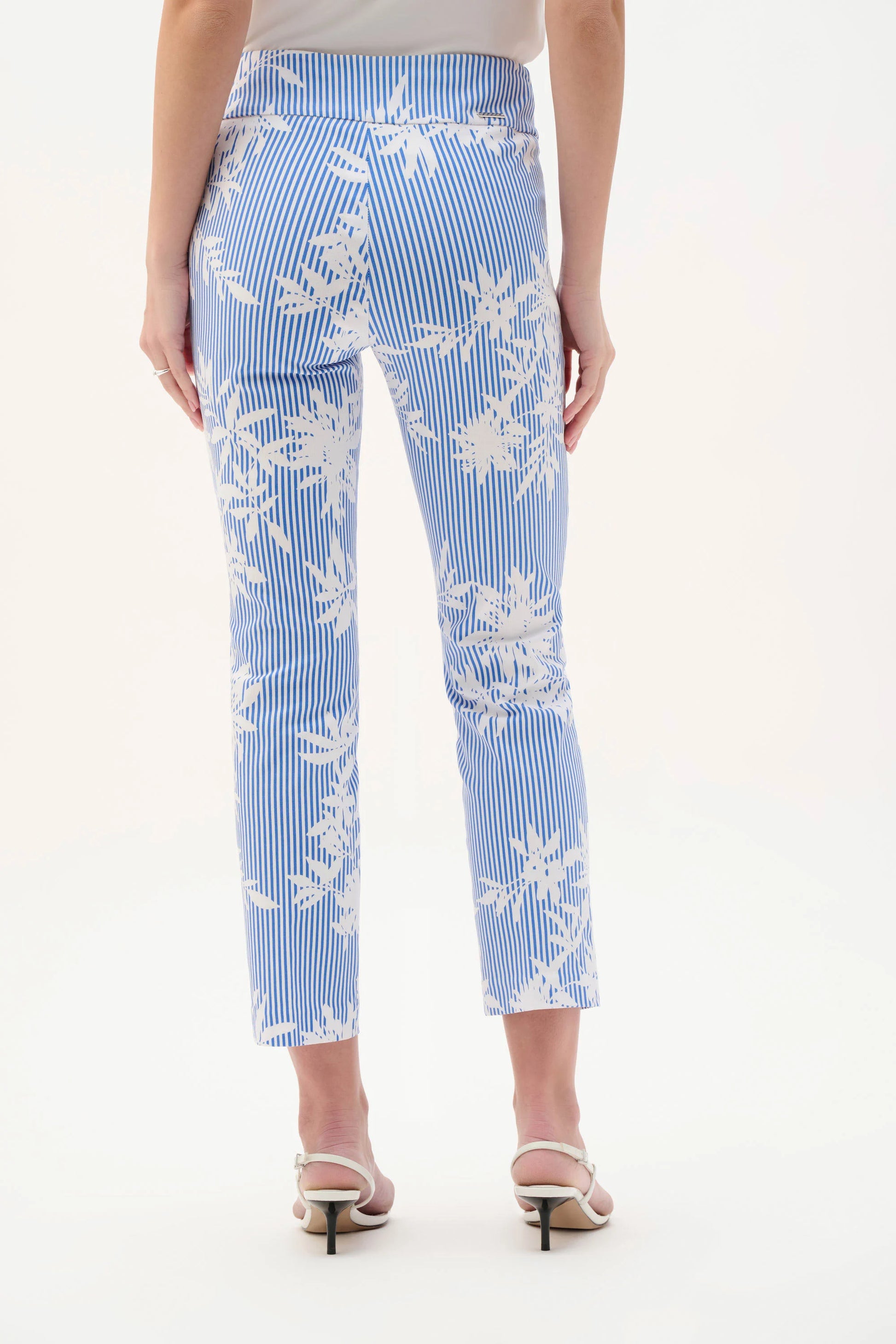 Joseph Ribkoff Blue & Vanilla Millennium Printed Straight Pull-On Trousers
