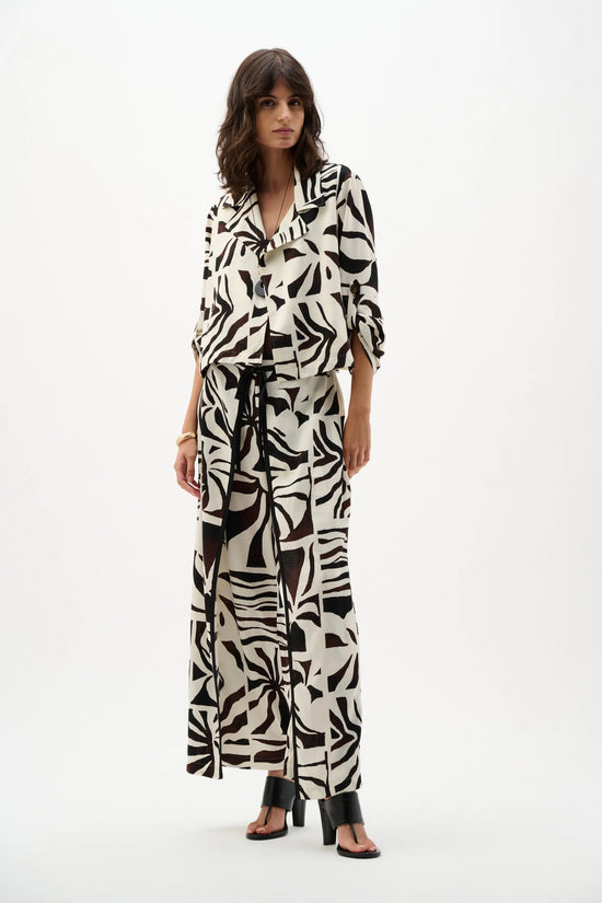 Joseph Ribkoff Cream Woven Gauze Tropical Print Boxy Blazer