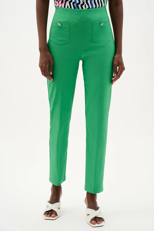 Joseph Ribkoff Green Millennium Pull-On Cropped Trousers With Patch Pockets