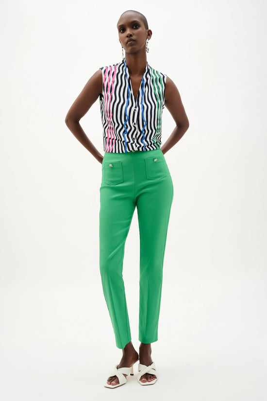 Joseph Ribkoff Green Millennium Pull-On Cropped Trousers With Patch Pockets