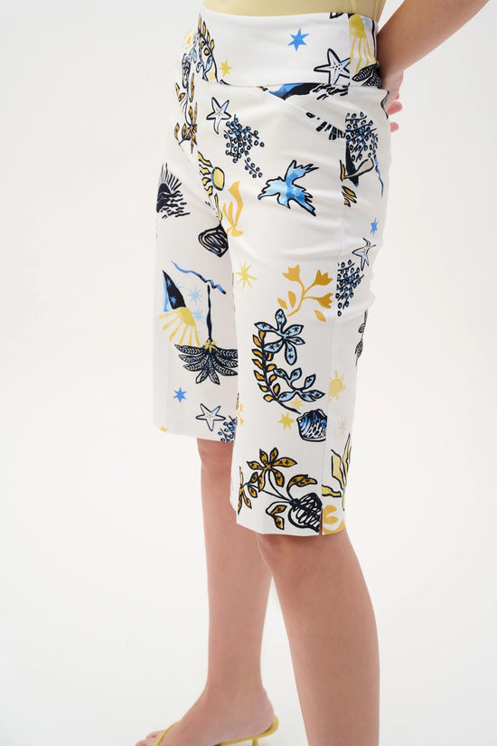 Joseph Ribkoff Vanilla/Multi Millennium Printed Bermuda Shorts