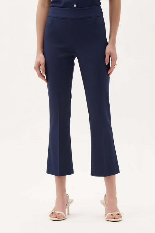 Joseph Ribkoff Midnight Blue Woven Millennium Flare Trousers