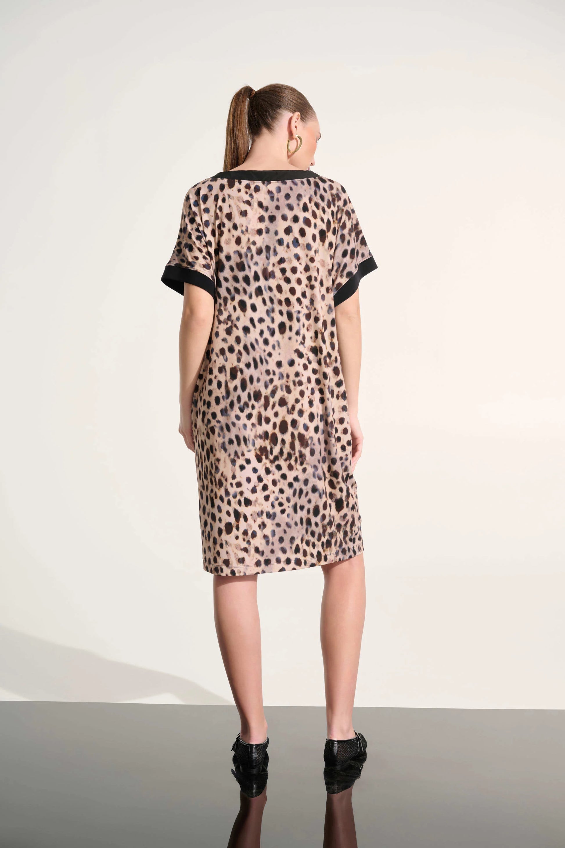 Joseph Ribkoff Beige/Multi Silky Knit Animal Print Straight Dress 262610