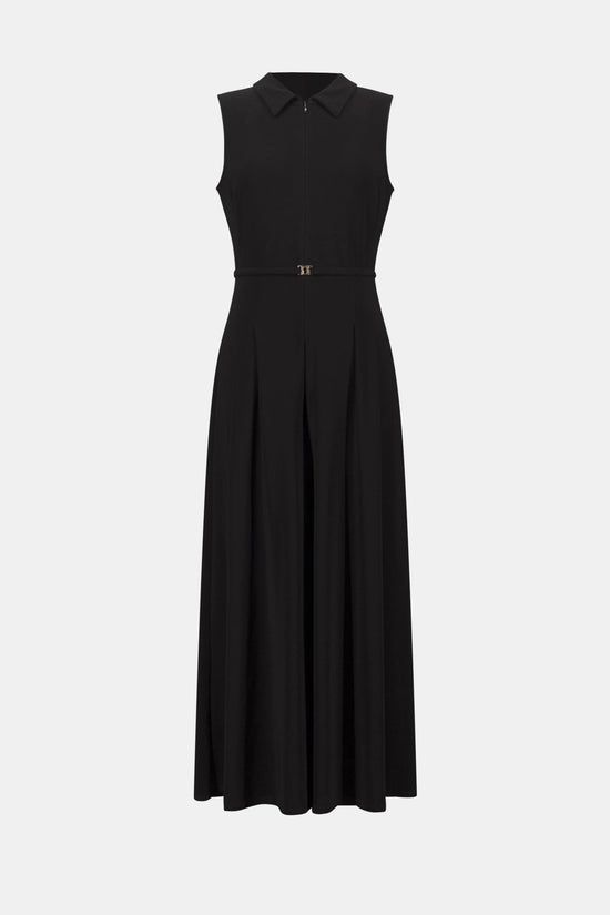 Joseph Ribkoff Black Silky Knit Wide Leg Jumpsuit With Zipped Neckline
