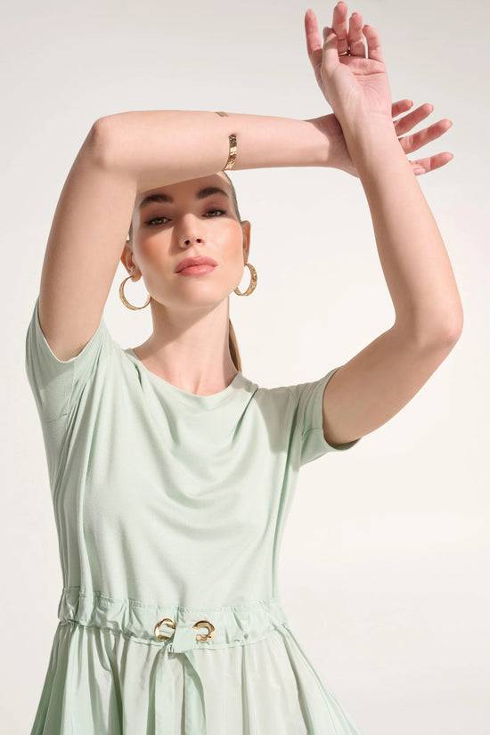 Joseph Ribkoff Pistachio Jersey and Memory Fit & Flare Dress With Waist Detail 262627