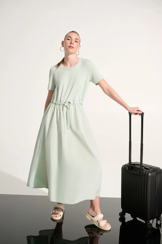 Joseph Ribkoff Pistachio Jersey and Memory Fit & Flare Dress With Waist Detail 262627