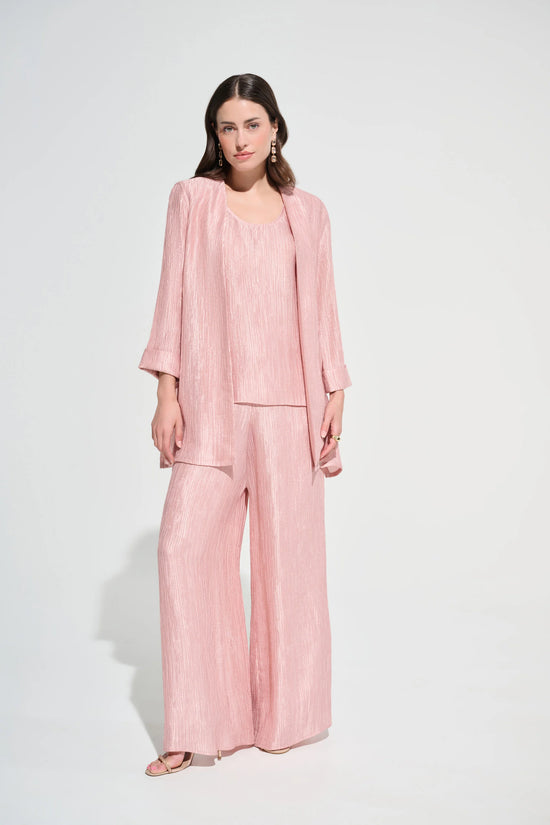 Joseph Ribkoff Rose Crinkle Jacquard Pull-On Wide Leg Trousers