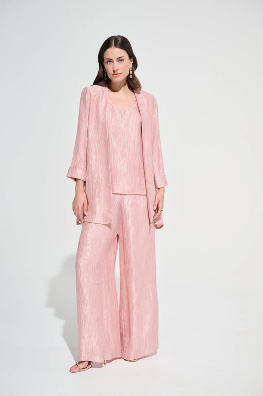Joseph Ribkoff Rose Crinkle Jacquard Pull-On Wide Leg Trousers