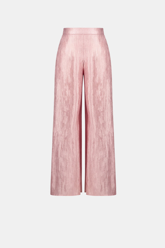 Joseph Ribkoff Rose Crinkle Jacquard Pull-On Wide Leg Trousers